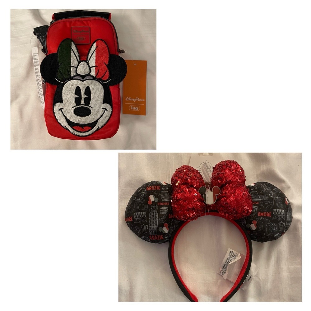 NEW Disney Parks EPCOT Italy Pavilion Minnie Mouse Ears Headband & Lug Crossbody